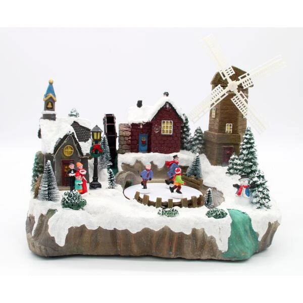 Verlicht Kerstdorp Met Molen - 37 × 25 × 30,5 Cm 1 Verlicht Kerstdorp Met Molen - 37 × 25 × 30,5 Cm